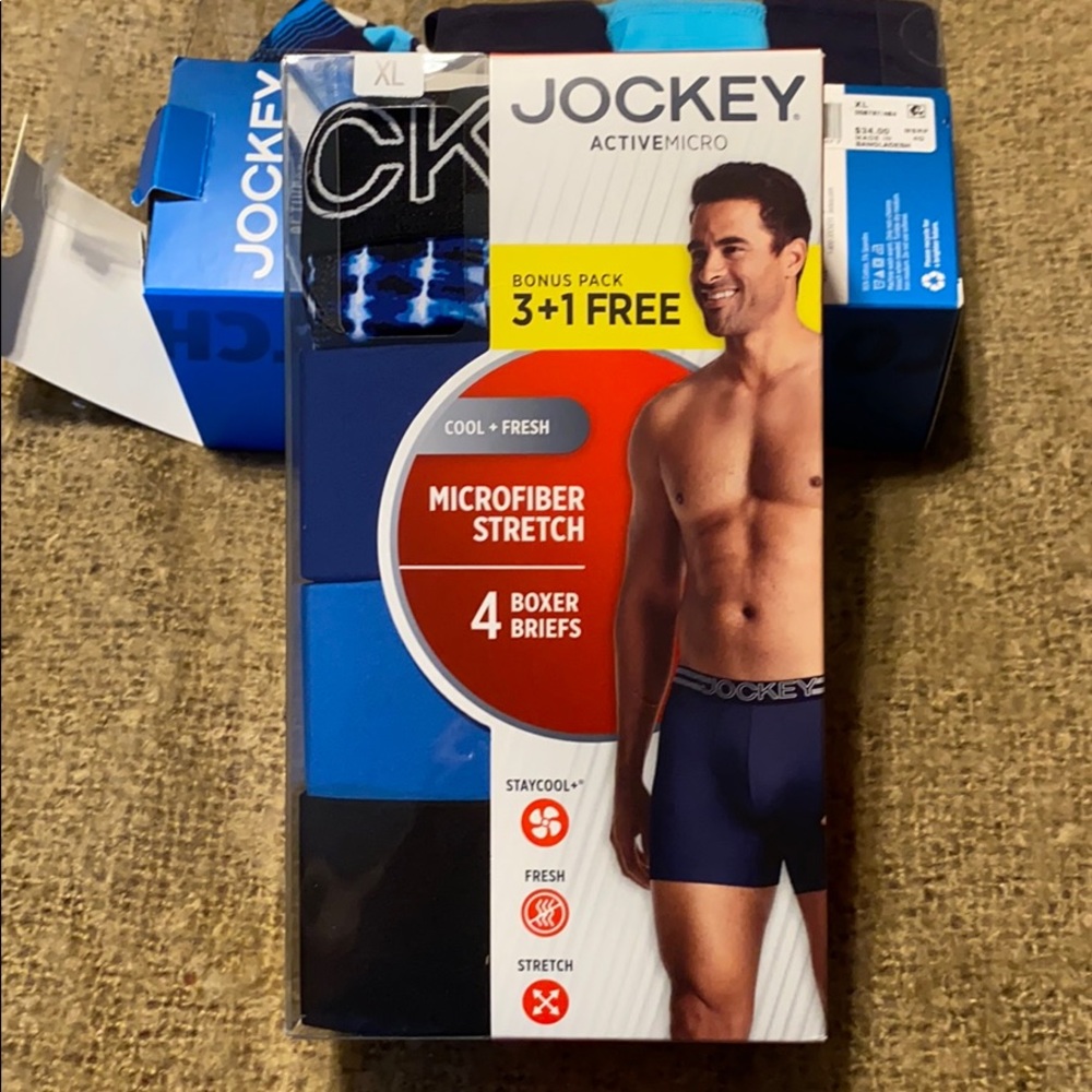 Jockey XL Active Micro 4pack Brief Boxer, NEW